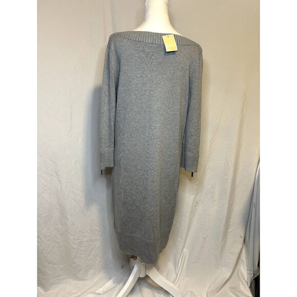 Michael Kors Light Grey Comfy Knee Length Sweater Dress Cowl Neck Women NWT - Picture 6 of 9